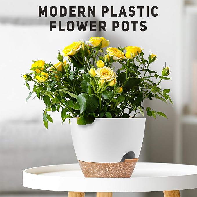 12" 10" 9" Large Self Watering Plant Pots, 3 Pack Flower Pots Planters with Multi Mesh Drainage Holes for Indoor Outdoor Garden Plants and Flowers