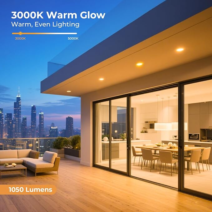 PAR38 Outdoor Flood Light Bulbs, LED Flood Light Bulb Warm White 3000K, 100W Equivalent, 1050LM, Dimmable E26 Base for Porch Garage Yard, 6 Pack