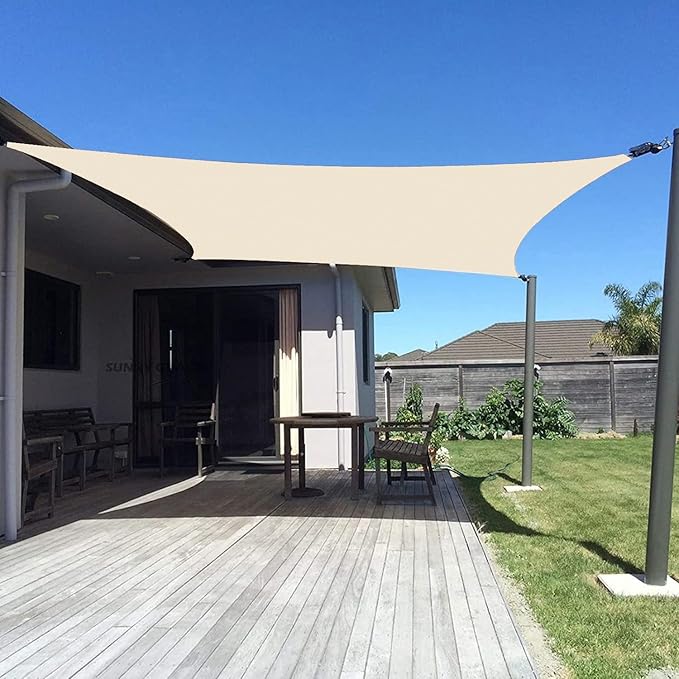 SUNNY GUARD Custom Size 17'x30' Rectangle Butter Cream UV Block Sunshade for Backyard Yard Deck Patio Garden Outdoor Activities and Facility(Customized)