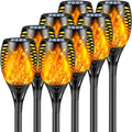 Upgraded 8 Pack Super Larger Size Solar Torch Lights with Flickering Flame, Extra Bright Solar Lights Outdoor Waterproof, Solar Flame Lights Outdoor Solar Tiki Torches for Garden Pathway Auto On Off