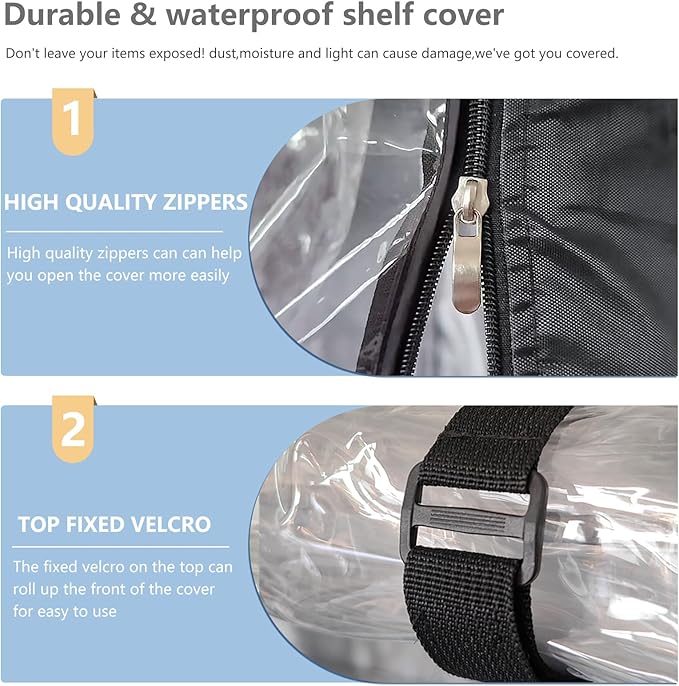 Waterproof Shelf Cover,Outdoor 600D Heavy Duty Dustproof Storage Shelves Cover,36''x18''x62'' Shelf Covers for Wire Shelving with Zippers,Storage Rack Covers with Clear Front
