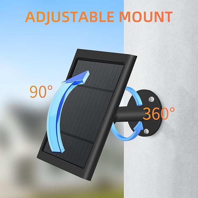 USB-C to Ring Barrel Plug 8Pack 4W Solar Charger for Ringing Spotlight & Stick Up Outdoor Cam, Black, High Efficiency, 10FT/3M Long Cable with IP65 dustproof and Waterproof
