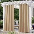 NICETOWN Indoor & Outdoor Curtain for Patio Waterproof 108" Long, Triple Weave Sunlight Blocking Thermal Insulated Privacy Room Darkening for Bedroom & Outdoor, Biscotti Beige, 1 Panel, 52" Wide