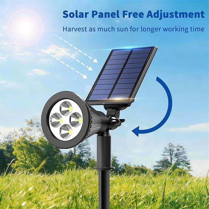 6 Pack Solar Lights Outdoor Waterproof IP65,Warm White,Super Bright LED,2 Lighting Modes,Solar Powered Yard Garden Solar Spot Lights for Flag Landscape Auto On/Off