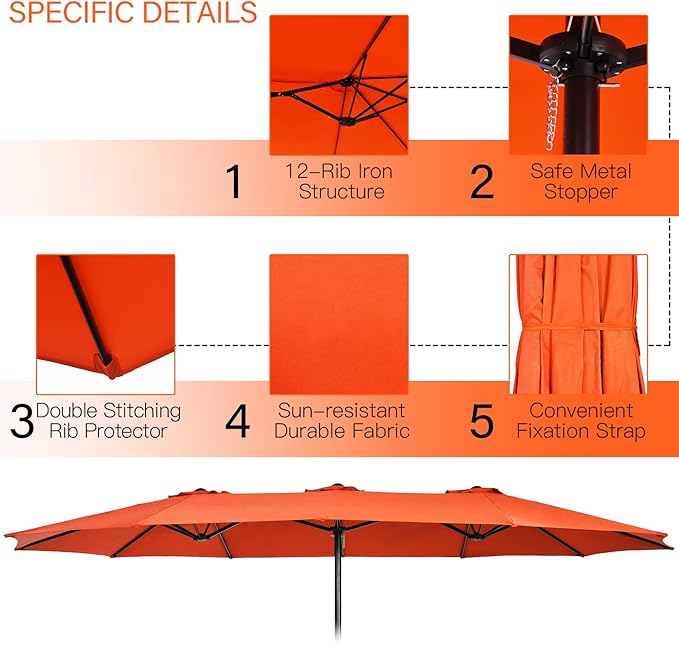 Tangkula 11 Piece Rattan Outdoor Dining Set with 15Ft Patio Umbrella for 8, Outdoor Wicker Table Set with 8 Cushioned Armchairs, Acacia Wood Top, Outdoor Umbrella with Base Included