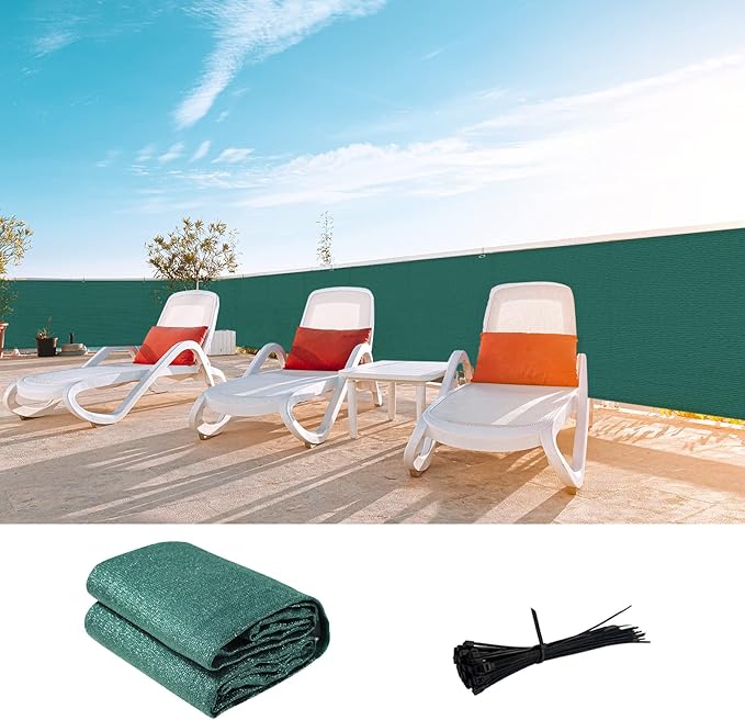 LOVE STORY Custom Size 3'x14' Dark Green Balcony Privacy Screen,UV Block Privacy Fence Screen,90% Shield for Outdoor Pool Garden Apartment Railing
