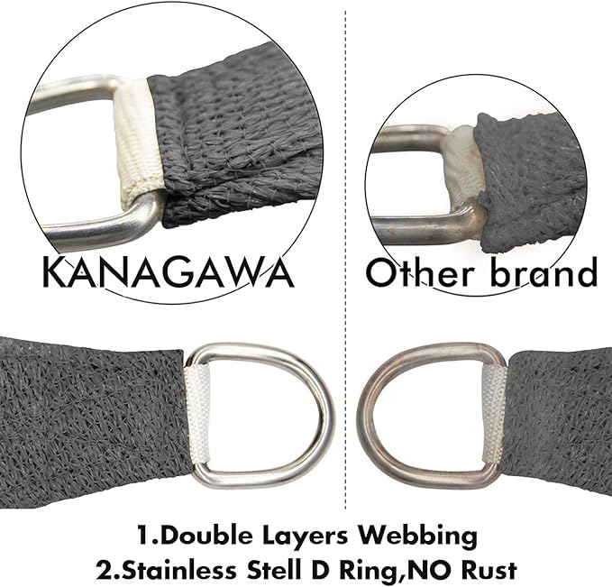 KANAGAWA Sun Shade Sail 20'x20' Dark Gray Rectangle UV Block Canopy Awning Shelter Fabric Cloth Screen for Outdoor Patio Garden Backyard