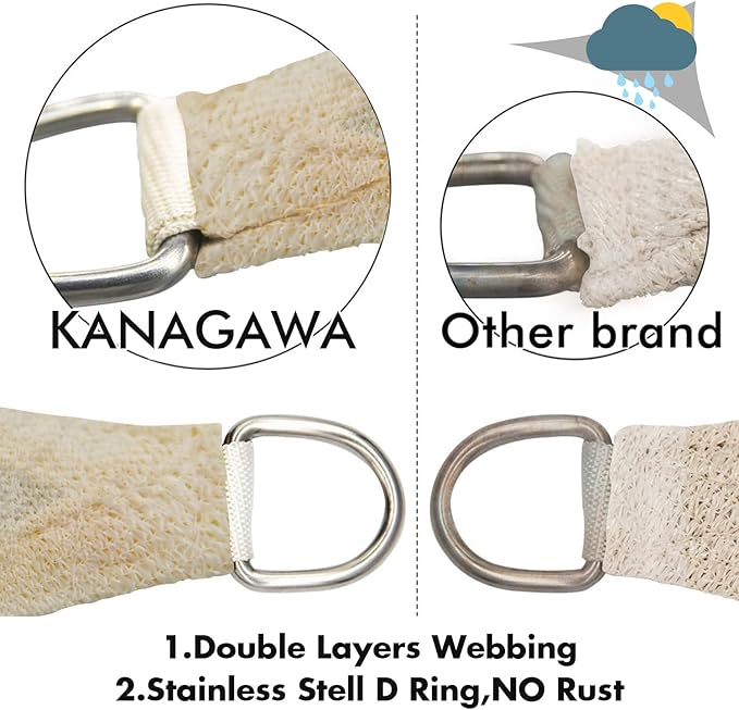 KANAGAWA 7'X12' Cream Custom Size Sun Shade Sail Rectangle UV Block Canopy Cover for Patio Backyard Lawn Garden Outdoor (Customized Available)