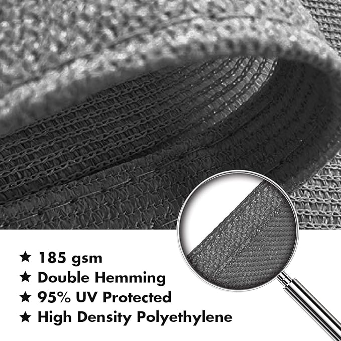 KANAGAWA 6'X12' Dark Gray Custom Size Sun Shade Sail Rectangle UV Block Canopy Cover for Patio Backyard Lawn Garden Outdoor (Customized Available)