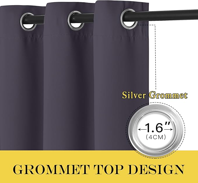 NICETOWN Blackout Patio Curtains 100 x 144 Inches Long for Sliding Door Extral Wide Blackout Curtain Panels Thermal Insulated Room Divider - Grommet Top, 100" W x 144" L, 1 Panel, Greyish Purple