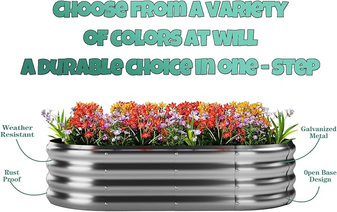 Galvanized Planter Outdoor Galvanized Metal Planter Round Raised Garden Bed Kit for Gardening Outdoor 1PC Gray 2X2X1FT