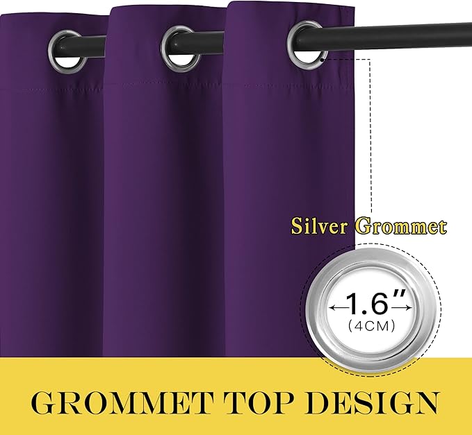 NICETOWN Blackout Curtains for Sliding Glass Door Room Divider Noise Reduce Curtain Panel Portable Window Screen Sliding Partition, W100 x L102 inches, 1 Panel, Royal Purple