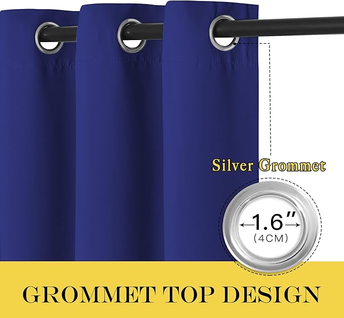 NICETOWN Blackout Sliding Glass Door Curtains, Room Darkening Thermal Insulated Curtains for Living Room Bedroom, Extra Wide Window Drapes, 1 Panel, W80 x L118, Navy Blue