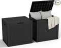 32 Gallon Outdoor Storage Box, Large Resin Deck Box for Patio Cushions, Garden Tools, Pool Accessories, Waterproof and Lockable Design, Storage Bench for Backyard & Deck(Black)