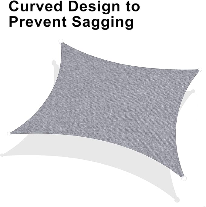 LOVE STORY Custom Size 16'x24' Silver Grey Sun Shade Sail Rectangle UV Block Canopy Patio Sail Sunshades Fabric for Outdoor Garden Carport (We Make Custom Size)