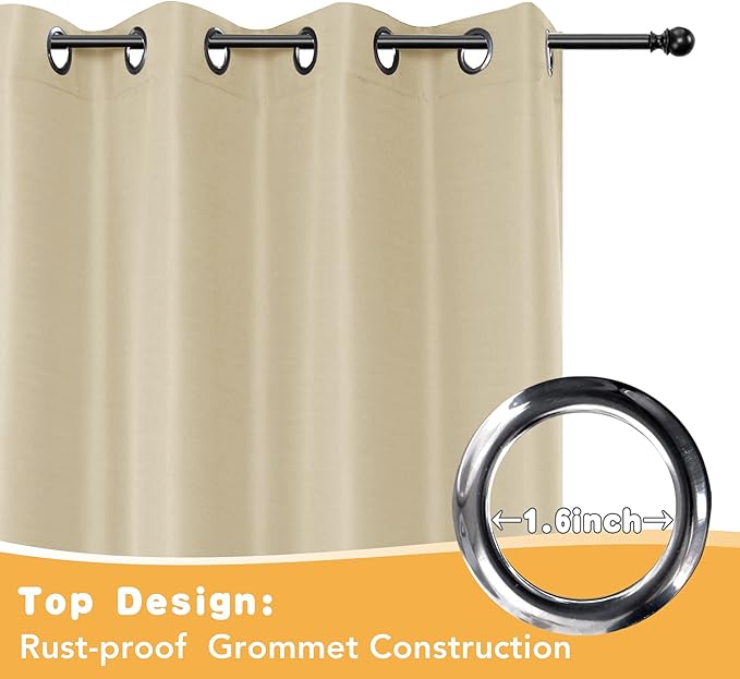 HolidayIdeas Outdoor Curtains for Patio Waterproof, 2 Panels - 54 x 84 Inch - Privacy Protection & Light Filtering Curtains Grommet Outside Curtains for Porch, Gazebo, Pergola, Backyard (Cream)