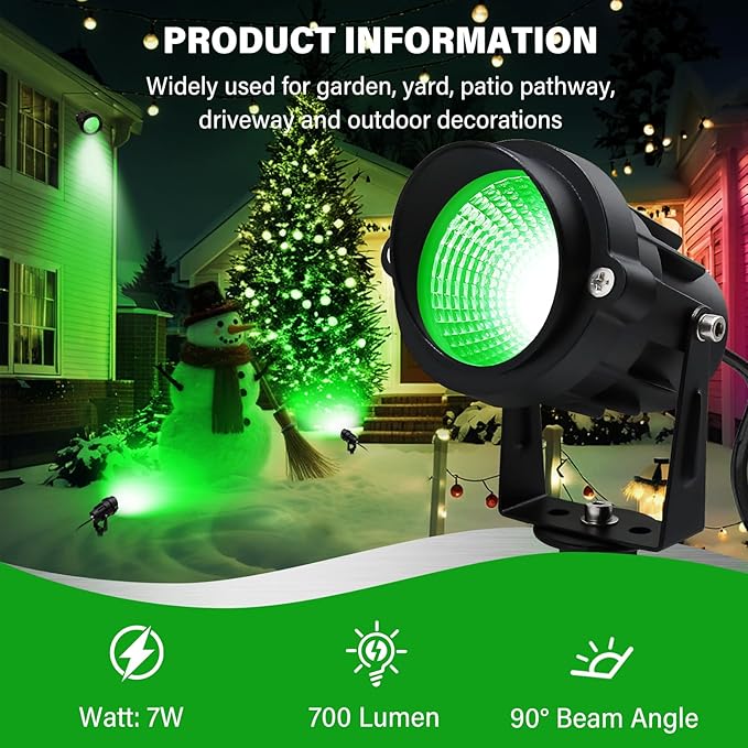 Christmas Spot Lights Outdoor Landscaping Spotlight,12W Green LED Landscape Lighting for Yard Garden St. Patrick's Day Flag Decoration,2Pack