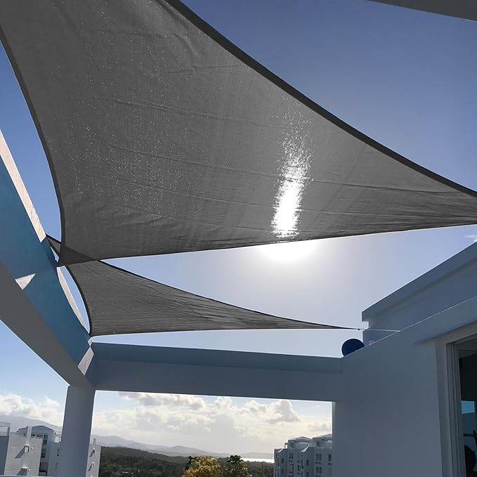 SUNNY GUARD Custom Size 11'x14'x14' Triangle Dark Grey UV Block Sunshade for Backyard Yard Deck Patio Garden Outdoor Activities and Facility(Customized)