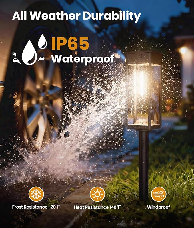 Solar Pathway Lights Outdoor, 2 Pack Bright Solar Lights Outdoor, IP65 Waterproof Solar Garden Lights Solar Powered Landscape Lighting for Yard Patio Walkway Driveway Pathway (Warm White)