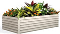 GarveeLife 8x4x2 ft Galvanized Raised Garden Bed, 24" Tall Metal Planter Box for Flowers Vegetables, Rust-Resistant Raised Garden Beds for Gardening, Easy Assembly Outdoor Garden Box & Planters,Beige