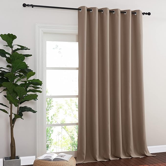 NICETOWN Blackout Curtain for Patio Door, Grommet Top Sliding Door Panel Thermal Insulated Bedroom Blackout Curtain for Villa/Hall/Parlor (Cappuccino, 1 Panel, 80" W x 95" L)