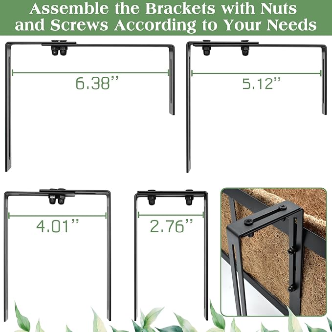 Halatool 2Pack 30 Inch Window Box with Coco Liner Sturdy Metal Railing Planter with Coconut Coir Basket Liners for Window Deck Fence Porch and Patio Outdoor Indoor Lawn