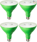 EDISHINE St.Patrick's Day/Easter Decorations PAR38 Green LED Flood Light Bulbs, Dimmable LED Light Bulb, 18W(120W Equivalent), Outdoor Weatherproof Light Bulb, E26 Base, 4 Pack