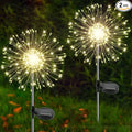 Solar Garden Lights Outdoor, 2 Pack 120 LED Twinkling Firework Lights Decorative with 2 Modes, Outdoor Waterproof Solar Starburst Light for Outside Yard Pathway Garden Decor, Warm White