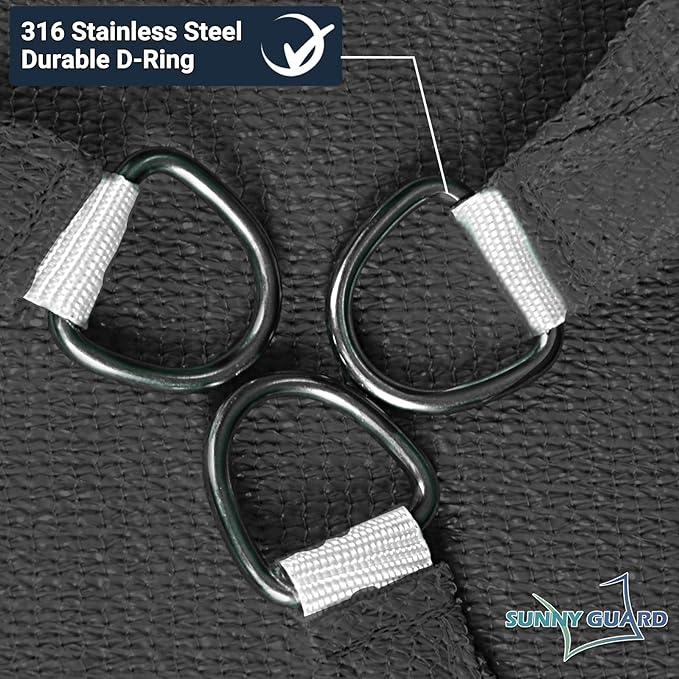 SUNNY GUARD Custom Size 6'x12' Graphite Grey Sun Shade Sail Rectangle UV Block Shade for Backyard Yard Patio Deck Garden(Customized)
