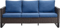 Belord Outdoor Couch Patio Furniture: Wicker Patio Sofa with Deep Seat High Back, 800Lbs Weight Capacity Oversize Outdoor Seating 3 Seater Rattan Couch, Anti-Rust Frame, Brown