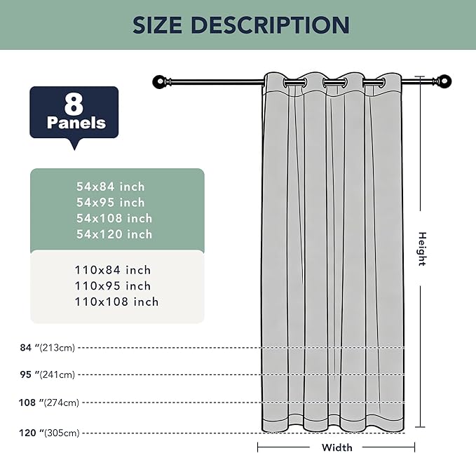 Outdoor Curtains for Patio Waterproof - 8 Panels Privacy Weatherproof Outside Curtains with Grommets for Pergola, Gazebo, Porch, Cabana, Balcony, 54 x 84 Inch, Cream
