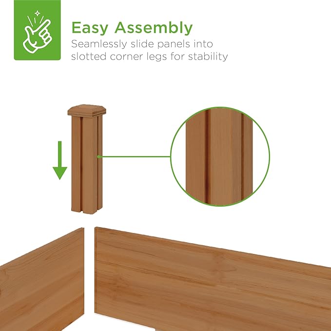Best Choice Products 8x2ft Outdoor Wooden Raised Garden Bed Planter for Vegetables, Grass, Lawn, Yard - Acorn Brown