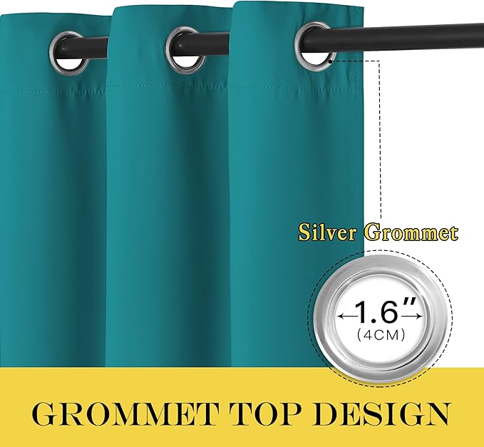 NICETOWN Blackout Curtains & Drapes - Privacy Thermal Efficiency Backdrop Curtains for Bedroom Room Divider Living Room Patio Sliding Glass Door, Wide 80 x Long 144 inch, Peacock Teal, 1 Panel