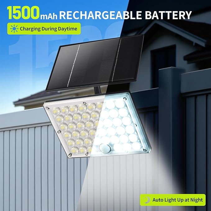 184 LED Solar Lights Outdoor, Waterproof Solar Motion Sensor Flood Lights Outside with 3 Modes Adjustable, Auto On/Off, 20Ft Cable for Porch, Patio, Garden, Garage,Yard