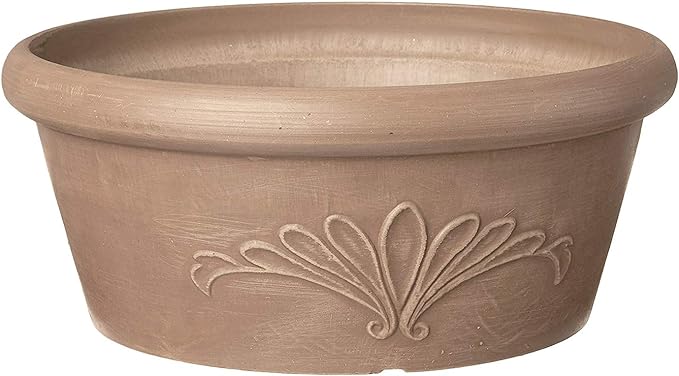 Arcadia Garden Products PSW TA20TP Plastic/Stone/Wood Composite Bulb Pan – No Drainage Hole (Drillable), 8"x3", Taupe