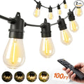 addlon 100FT LED Outdoor String Lights, Remote Dimmable Patio Lights with Timer & 3 Lighting Modes, 32 Shatterproof Edison Bulbs, Waterproof Connectable String Lights for Outside Backyard Porch Party