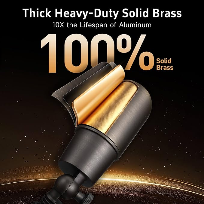 Gardenreet Brass Landscape Lighting - Outdoor Low Voltage Spotlights LED, 12V Wired Uplights, Waterproof Spot Lights Antique Bronze for Outside Trees Without MR16 Bulb (4 Pack)