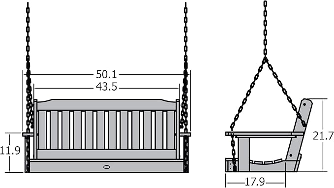 Highwood AD-PORL2-BKE Lehigh Porch Swing, 4 Feet, Black