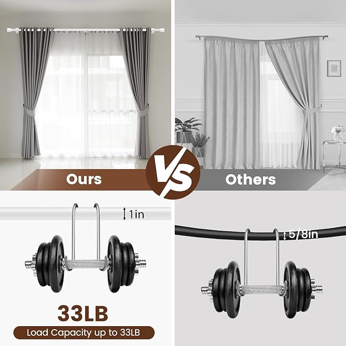 1” Diameter Curtain Rods Itself is 30 to 144 inch 1 Pack Fit 30-142 inch, 66 to 120 inch Window with Heavy Duty Adjustable Rod Matte White Splicing Metal Extra Long Curtain Rod for Windows