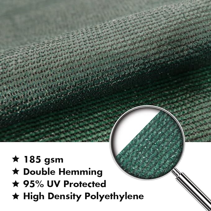 KANAGAWA 7'X10' Dark Green Custom Size Sun Shade Sail Rectangle UV Block Canopy Cover for Patio Backyard Lawn Garden Outdoor (Customized Available)