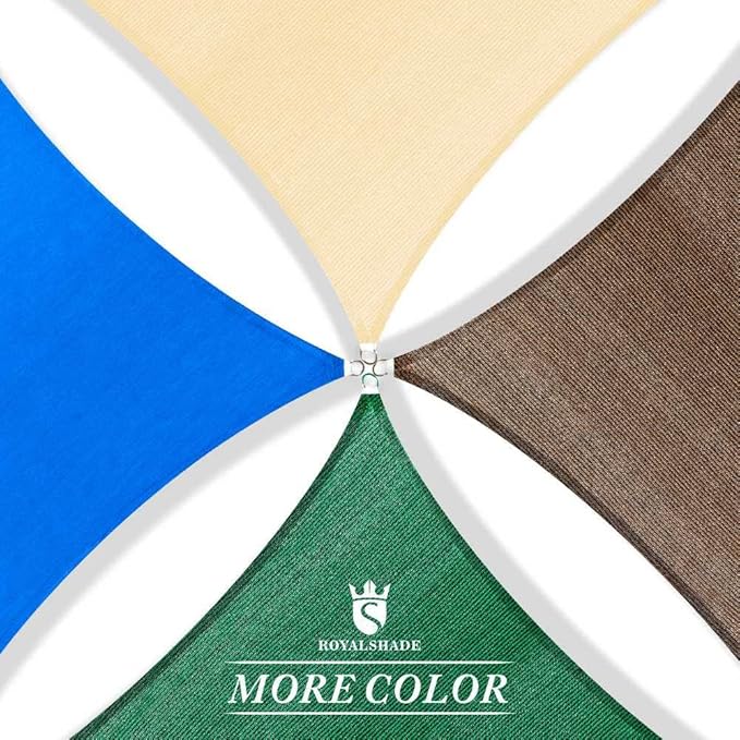 Royal Shade 10' x 10' x 14' Beige Triangle Sun Shade Sail Canopy Outdoor Patio Fabric Screen Awning RSTAPRT10 - UPF50+ 95% UV Blockage, Heavy Duty, Water & Air Permeable (We Make Custom Size)