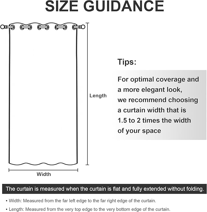 RYB Home Outdoor Curtains for Patio - Extra Long Curtains Waterproof Farmhouse Decor for Sliding Glass Door Porch Corridor Pavilion Cabana Sunroom, W 52 x L 120, 1 Pc, Biscotti Beige