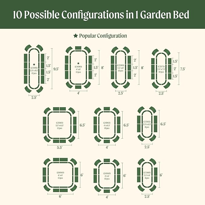 Vego garden Raised Garden Bed Kit, 17" Tall 10 in 1 Jumbo Modular Metal Planter Box for Vegetables, Flowers, Herbs, Terra Cotta