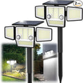 Solar Outdoor Lights with Stakes, 2500LM 180° PIR Motion Sensor, 360° Wide Angle Illumination, In-Ground or Wall Mount, IP65 Waterproof, 3 Modes, 236 LEDs Security Flood Light, 2 Pack