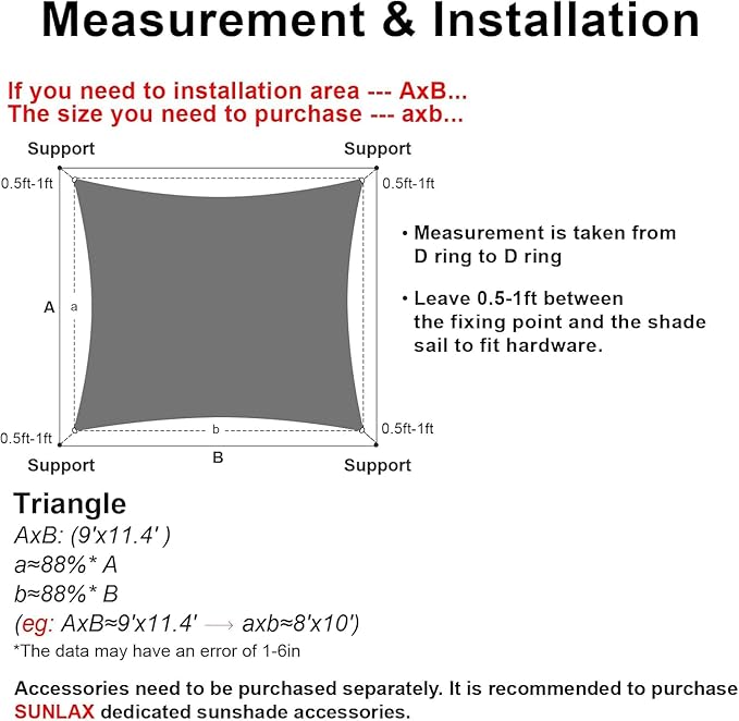 SUNLAX Sun Shade Sail 11' x 12' Sand Rectangle Canopy Sail Shade Cover UV Block Permeable Sunshade Outdoor for Patio Backyard Deck Pergola (We Make Custom Size)