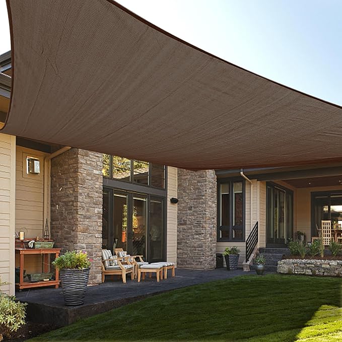 LOVE STORY Custom Size 9'x18' Brown Sun Shade Sail Rectangle UV Block Canopy Patio Sail Sunshades Fabric for Outdoor Garden Carport (We Make Custom Size)