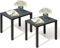 Crestlive Products Outdoor Side Table Set of 2, Aluminum Rectangular Side/End Table, Small Patio Coffee Bistro Table for Outdoor Indoor (Black)