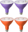 EDISHINE PAR38 Purple & Orange LED Flood Light Bulbs Outdoor, Dimmable LED Light Bulb, 18W(120W Equivalent), Outdoor Weatherproof Light Bulb, E26 Base, 4 Pack