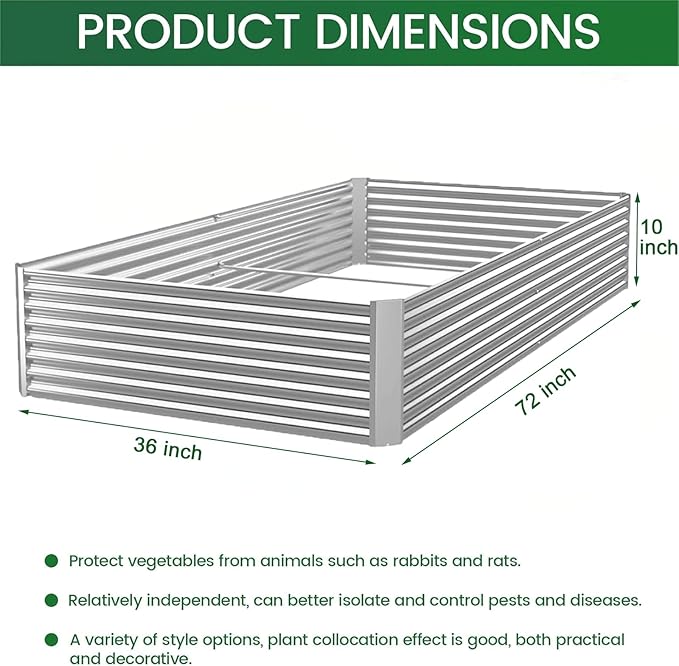 3 Pack 6x3FT Corrugated Galvanized Steel Raised Garden Bed Outdoor, Metal Above Ground Garden Bed for Vegetables and Flowers, Rectangle Raised Beds for Gardening
