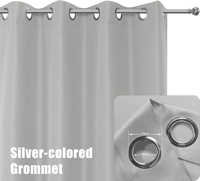 BONZER Outdoor Waterproof Curtains for Patio Privacy Grommet Light Filtering Outside Curtains for Gazebo, Porch, Pergola, Pavilion, 1 Panel, 54W x 95L inch, Silver